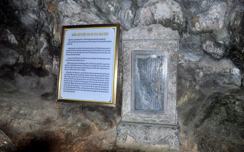 Stone stele of King Khai Dinh at Dau Go cave today